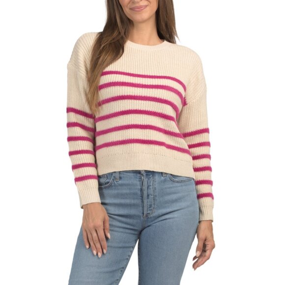 NIKKA K Cream Multi Striped Pullover Sweater - Picture 1 of 2